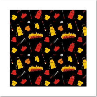 Barbeque Icons Pattern Posters and Art